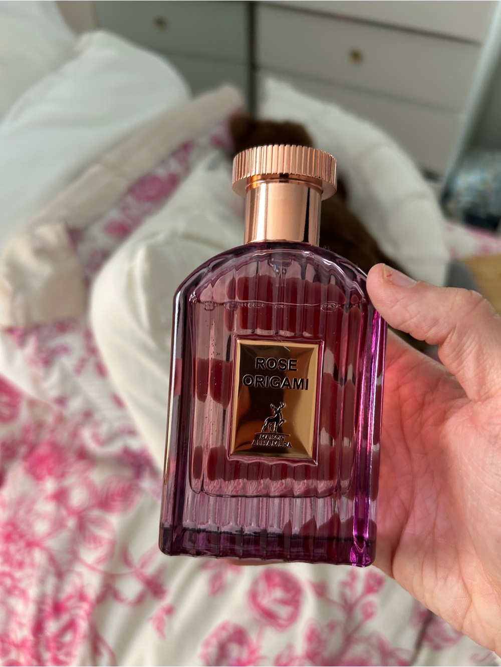 Rose Origami Women's Fragrance Spray — Pink Bottle with Rose-Gold Cap